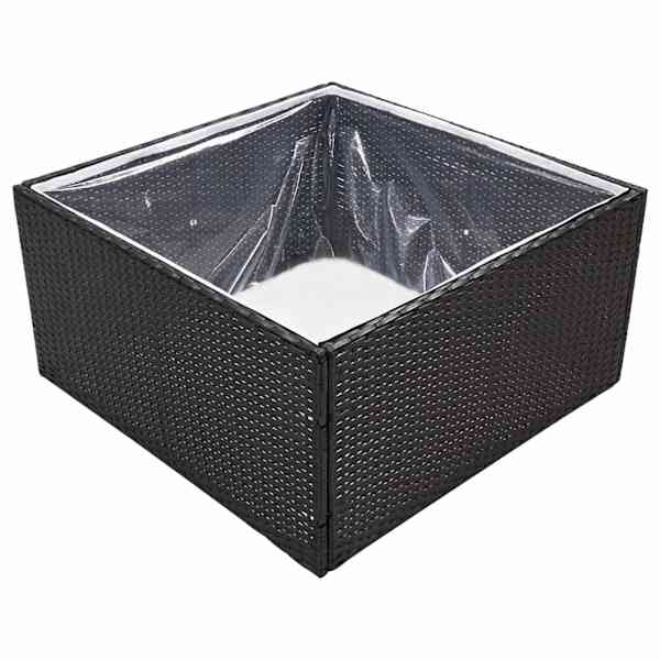 Taimekast 80 × 80 × 40 cm, PE-rotang, nailon, pulbervärvitud teras, tsingitud teras – must