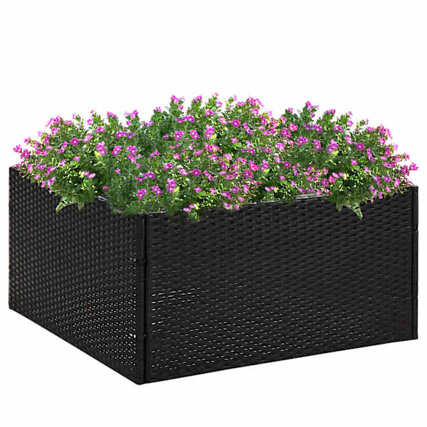 Taimekast 80 × 80 × 40 cm, PE-rotang, nailon, pulbervärvitud teras, tsingitud teras – must