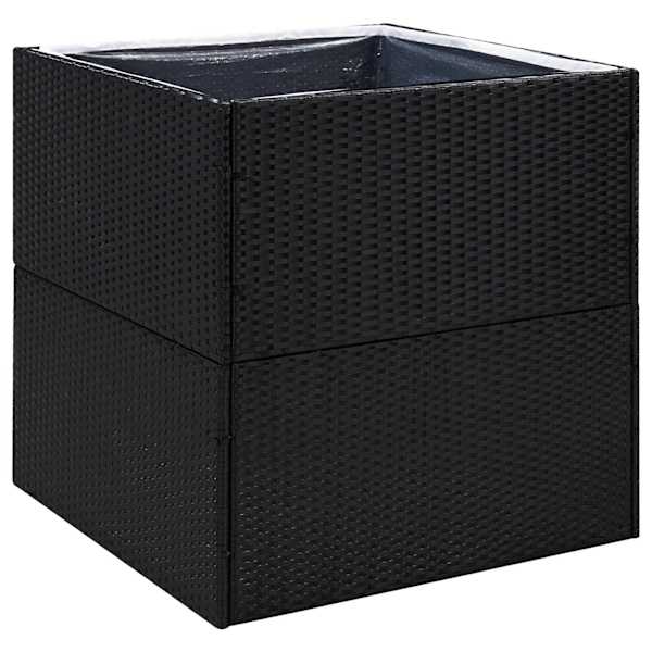 Taimekast 80 × 80 × 80 cm, PE-rotang, nailon, pulbervärvitud teras, tsingitud teras – must
