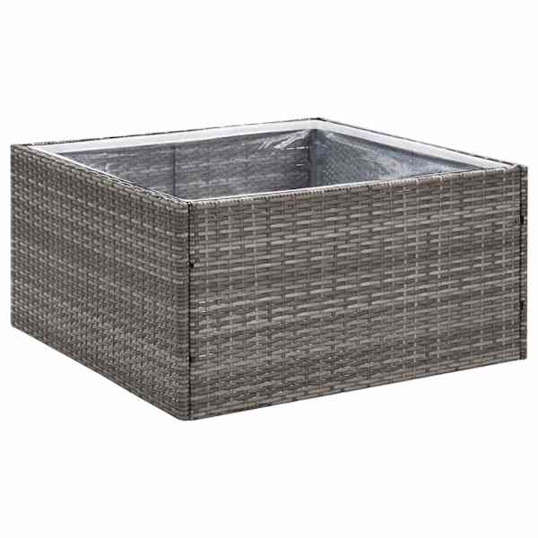 Taimekast 80 × 80 × 40 cm, PE-rotang, nailon, pulbervärvitud teras, tsingitud teras – hall