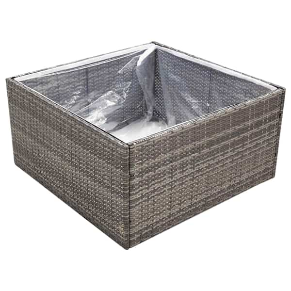 Taimekast 80 × 80 × 40 cm, PE-rotang, nailon, pulbervärvitud teras, tsingitud teras – hall