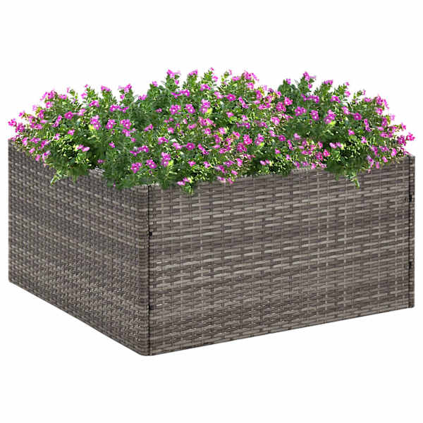 Taimekast 80 × 80 × 40 cm, PE-rotang, nailon, pulbervärvitud teras, tsingitud teras – hall