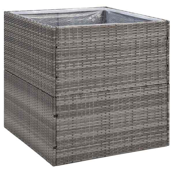 Taimekast 80 × 80 × 80 cm, PE-rotang, nailon, pulbervärvitud teras, tsingitud teras – hall
