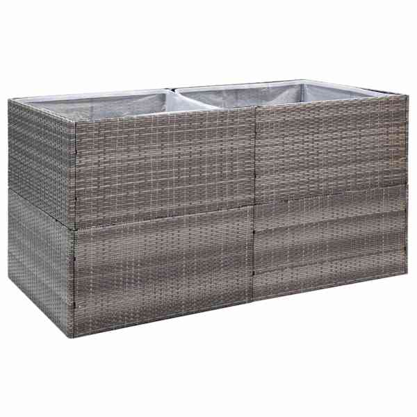 Taimekast 157 × 80 × 80 cm, PE-rotang, nailon, pulbervärvitud teras, tsingitud teras – hall