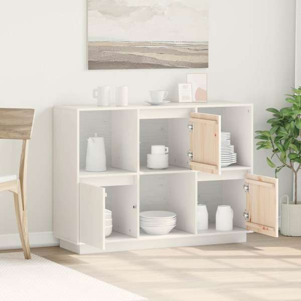 Puhvetkapp, valge, 110,5 × 35 × 80 cm, toekas männipuit