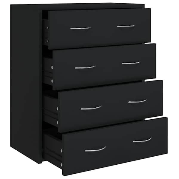 4 sahtliga kummut 60 × 30,5 × 71 cm, must