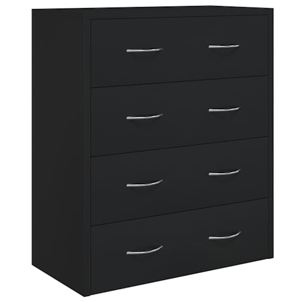 4 sahtliga kummut 60 × 30,5 × 71 cm, must