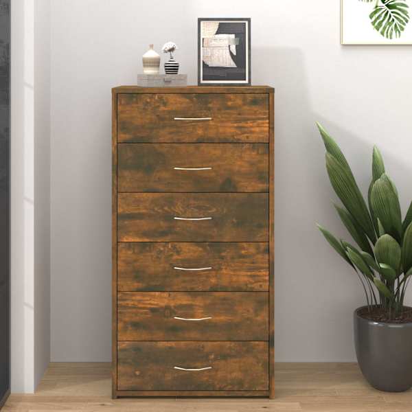 Puhvetkapp 6 sahtliga, suitsutatud tamm, 50 × 34 × 96 cm, tehispuit