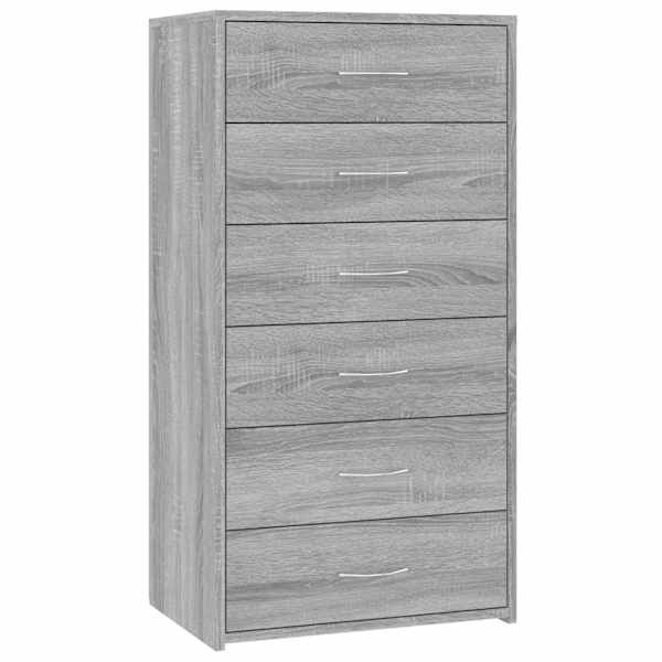 Puhvetkapp 6 sahtliga, hall Sonoma tamm, 50 × 34 × 96 cm, tehispuit