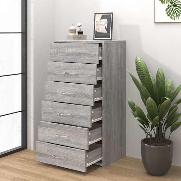 Puhvetkapp 6 sahtliga, hall Sonoma tamm, 50 × 34 × 96 cm, tehispuit