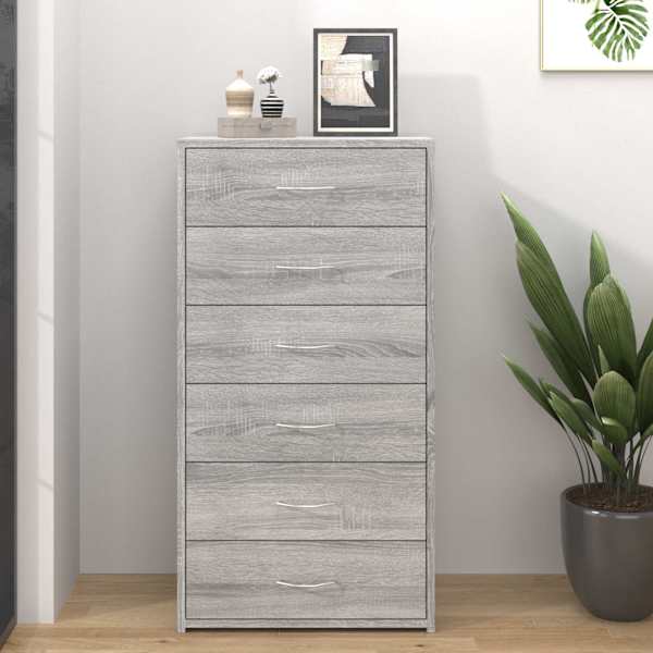 Puhvetkapp 6 sahtliga, hall Sonoma tamm, 50 × 34 × 96 cm, tehispuit