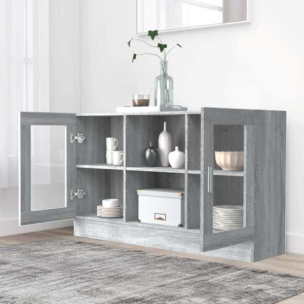 Vitriinkapp, hall Sonoma tamm, 120 × 30,5 × 70 cm, tehispuit