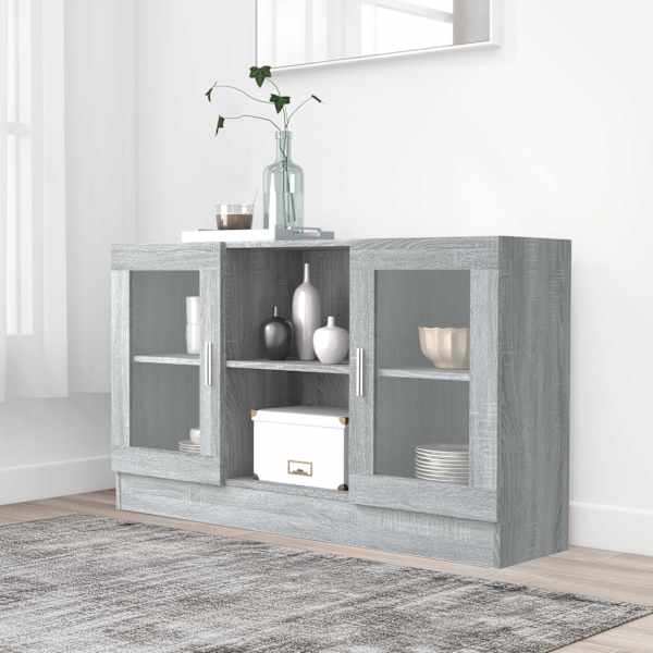 Vitriinkapp, hall Sonoma tamm, 120 × 30,5 × 70 cm, tehispuit