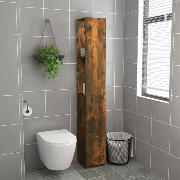 Vannitoakapp, suitsutatud tamm, 25 × 26,5 × 170 cm, tehispuit