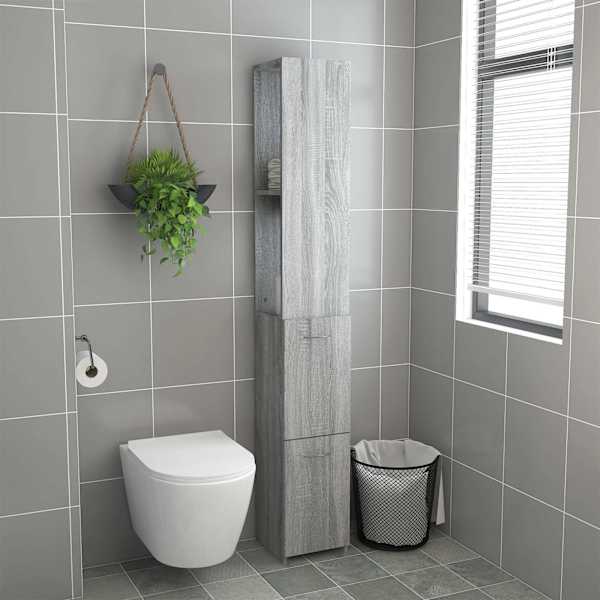 Vannitoakapp, hall Sonoma tamm, 25 × 26,5 × 170 cm, tehispuit