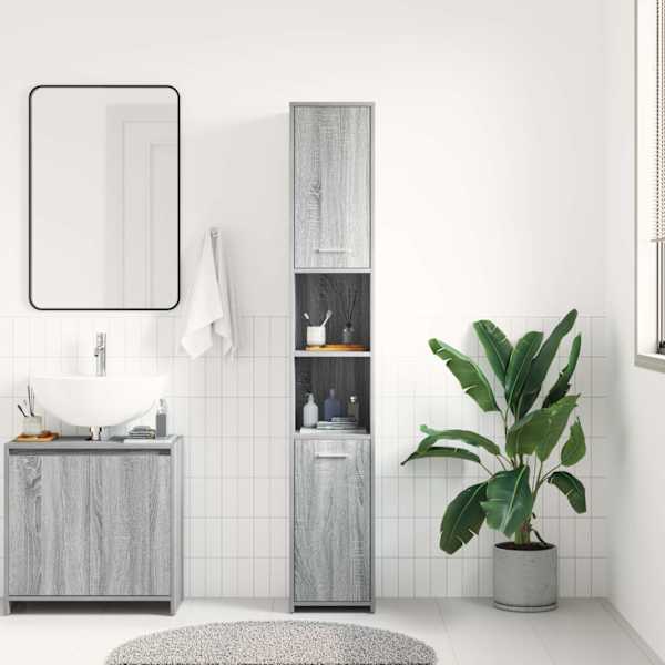 Vannitoakapp, hall Sonoma tamm, 30 × 30 × 183,5 cm, tehispuit