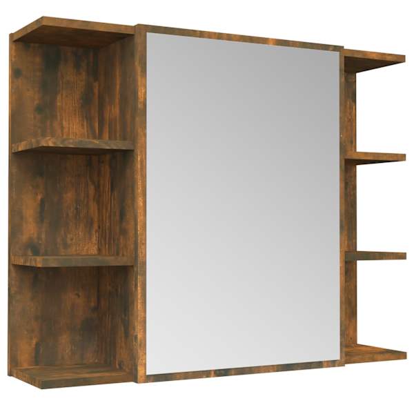 Vannitoa peegelkapp, suitsutatud tamm, 80 × 20,5 × 64 cm, tehispuit