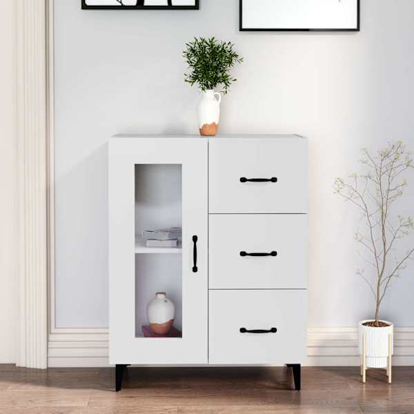 Puhvetkapp, valge, 69,5 × 34 × 90 cm, tehispuit