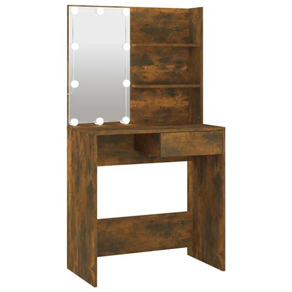 Tualettlaud LEDiga, pruun tamm, 74,5 × 40 × 141 cm