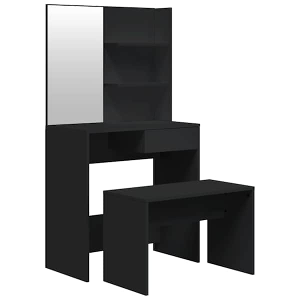 Tualettlaua komplekt, must, 74,5 × 40 × 141 cm