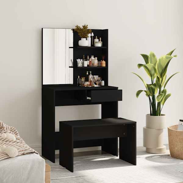 Tualettlaua komplekt, must, 74,5 × 40 × 141 cm