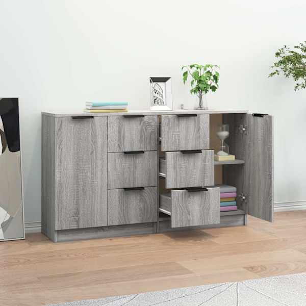 Puhvetkapid 2 tk, hall Sonoma tamm, 60 × 30 × 70 cm, tehispuit