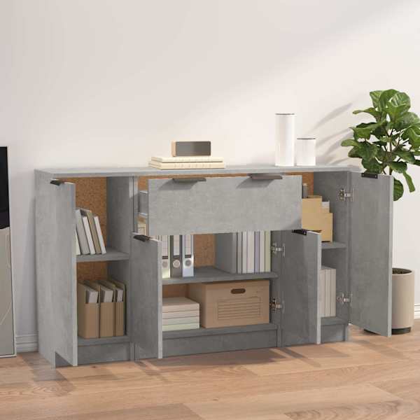 Puhvetkapid 3 tk, betoonhall, tehispuit