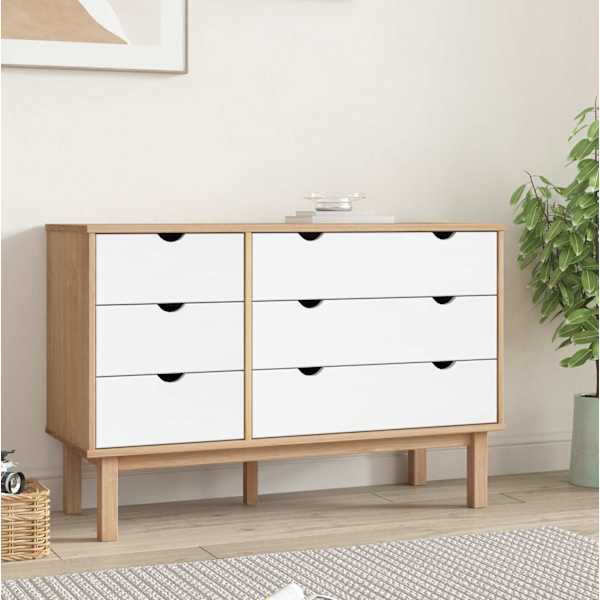 Sahtlitega kapp "OTTA", pruun ja valge, 111 × 43 × 73,5 cm, mänd