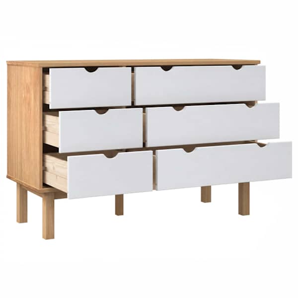 Sahtlitega kapp "OTTA", pruun ja valge, 111 × 43 × 73,5 cm, mänd