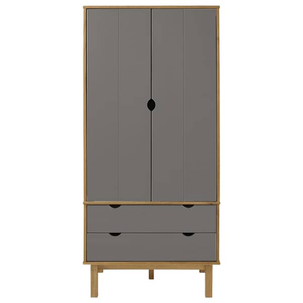 Riidekapp "OTTA", pruun ja hall, 76,5 × 53 × 172 cm, männipuit