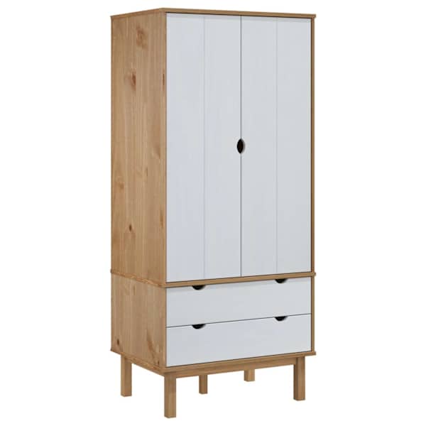 Garderoob "OTTA", pruun ja valge 76,5 × 53 × 172 cm, männipuit