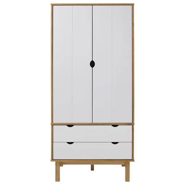 Garderoob "OTTA", pruun ja valge 76,5 × 53 × 172 cm, männipuit