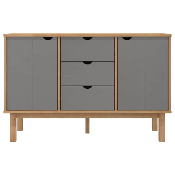 Puhvetkapp "OTTA", pruun ja hall, 113,5 × 43 × 73 cm, männipuit