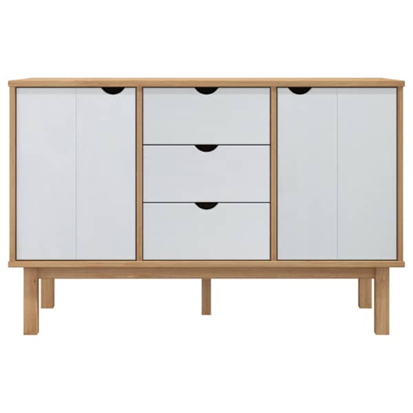 Puhvetkapp "OTTA", pruun ja valge, 113,5 × 43 × 73 cm, männipuit