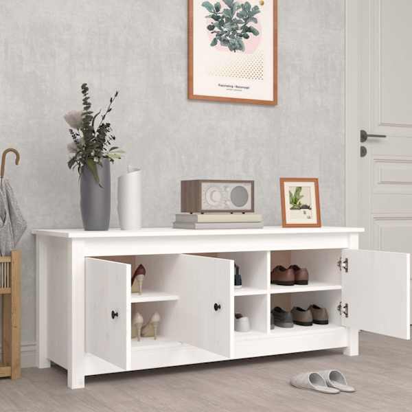 Kingakapp, valge, 110 × 38 × 45,5 cm, männipuit