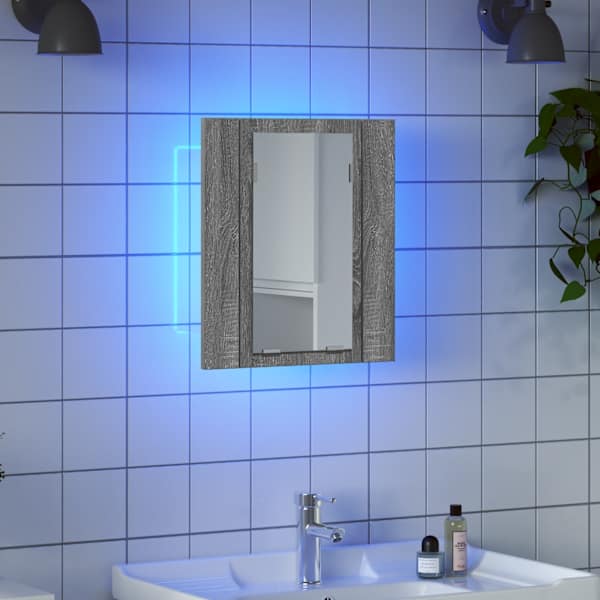LED-peegelkapp, hall Sonoma, 40 × 12 × 45 cm, tehispuit
