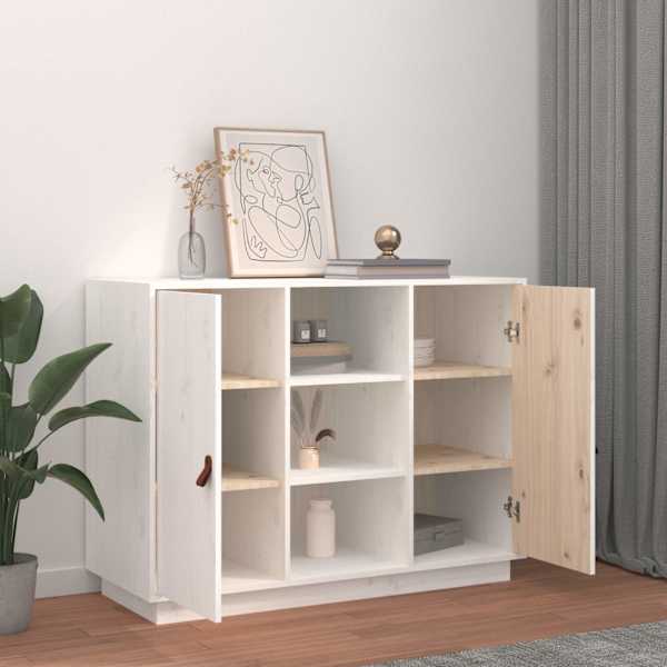 Puhvetkapp, valge, 100 × 40 × 75cm, täismännipuit