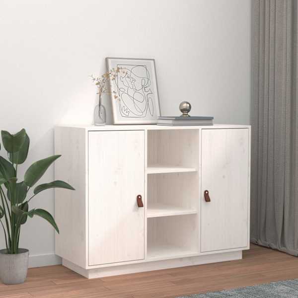 Puhvetkapp, valge, 100 × 40 × 75cm, täismännipuit
