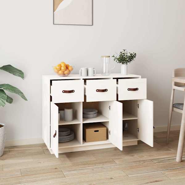 Puhvetkapp, valge, 100 × 40 × 75cm, täismännipuit