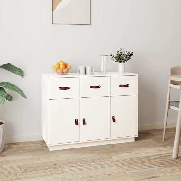 Puhvetkapp, valge, 100 × 40 × 75cm, täismännipuit