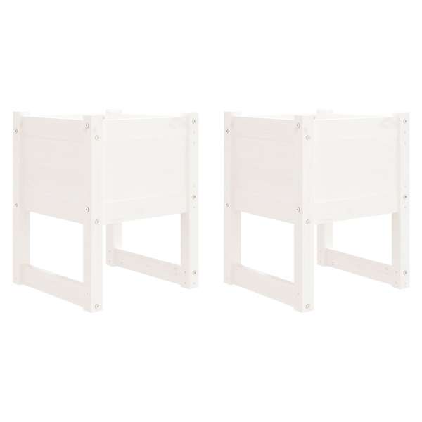 Taimekast 40 × 40 × 52.5 cm, täismännipuit – valge – 2 tk