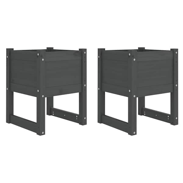 Taimekast 40 × 40 × 52.5 cm, täismännipuit – hall – 2 tk
