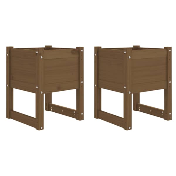 Taimekast 40 × 40 × 52.5 cm, täismännipuit – meepruun – 2 tk