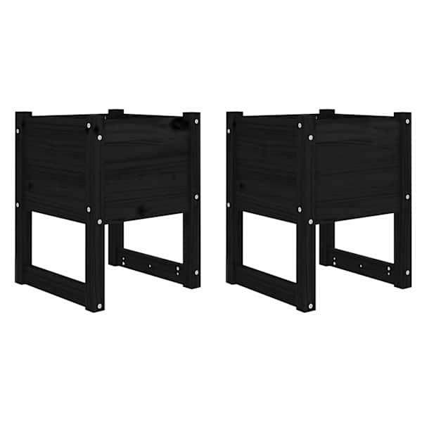 Taimekast 40 × 40 × 52.5 cm, täismännipuit – must – 2 tk
