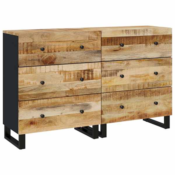 Puhvetkapid 2 tk, 60 × 33 × 75 cm, töötlemata mangopuit