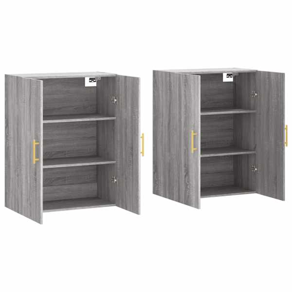 Seinakapid 2 tk, hall Sonoma tamm, 69,5 × 34 × 90 cm