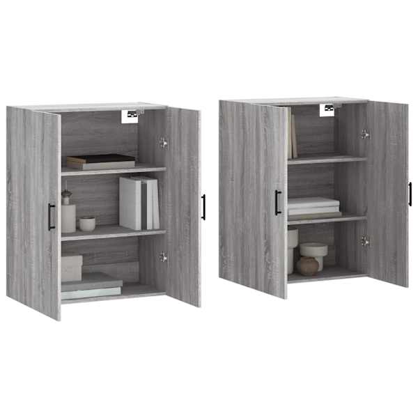 Seinakapid 2 tk, hall Sonoma tamm, 69,5 × 34 × 90 cm