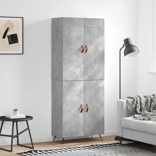 Kõrge kapp, betoonhall, 69,5 × 34 × 180 cm,tehispuit