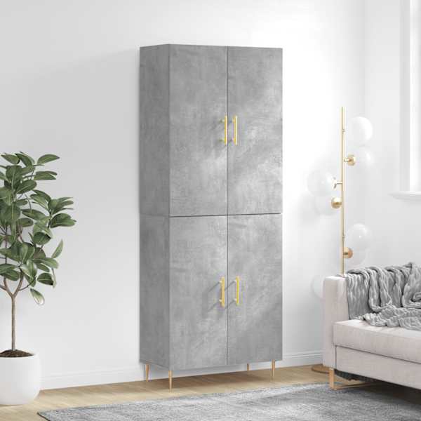 Kõrge kapp, betoonhall, 69,5 × 34 × 180 cm,tehispuit