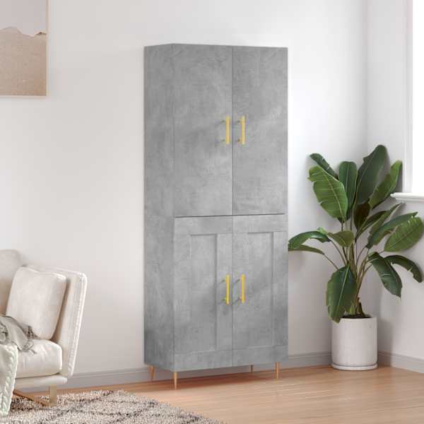 Kõrge kapp, betoonhall, 69,5 × 34 × 180 cm,tehispuit